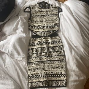 Ronny Kobo Leasha Cut Out Knit Dress Black/Ivory